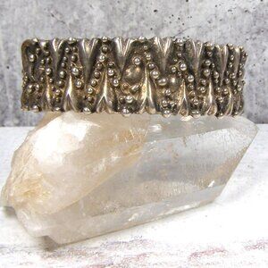 Sterling Silver Artisan Crafted Brutalist Cuff Bracelet Rustic Organic